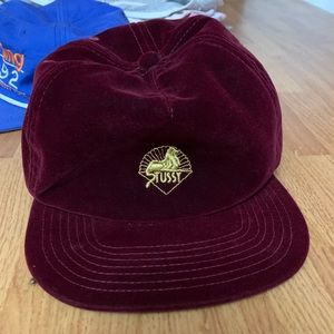 Stussy snap back- crushed velvet